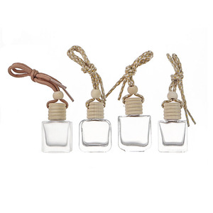 Diffuseur d'arômes carré rectangulaire transparent de 8 ml, rechargeable, diffuseur d'air suspendu pour voiture, flacon en verre pour parfum - Product Image 1