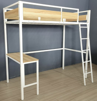 Lit mezzanine moderne personnalisable avec cadre métallique, meuble de chambre à coucher peu encombrant pour appartement, chambre petite, lit pour adulte - Fournisseur
