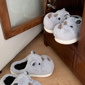 XIXIXITIAO pantoufles en peluche de haute qualité pour hommes et femmes 3D mignon rhinocéros maison chaussures hiver filles chaud fourrure chaussures - Product Image 3