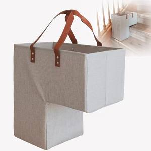 Panier de rangement d'<span class=keywords><strong>escalier</strong></span> en tissu de style japonais, pliable, organisateur portable avec poignées en cuir - Product Image 5