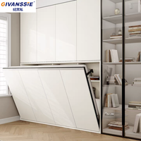 Lit escamotable multifonctionnel intégré dans une armoire pour chambre d'étudiant ou de visiteur, design mural dissimulé, gain de place, ignifuge, imperméable, lit moderne