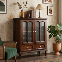 Conjunto de Muebles Minimalistas de Madera para TV con Armarios de Almacenamiento Altos y Bajos, Mueble de TV Tradicional con Armario Lateral para Sala de Estar