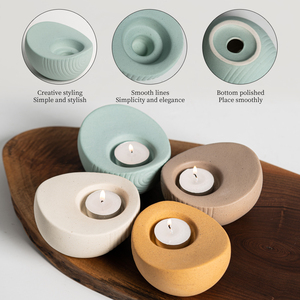 Portacandele in <span class=keywords><strong>Ceramica</strong></span> Color Macaron con Finitura Scanalata, Vendita Diretta dalla Fabbrica, per Decorazione Casa - Product Image 1