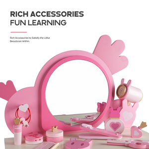 Table de <span class=keywords><strong>Maquillage</strong></span> en Bois pour Enfants, Jouet de Simulation Princesse, Coiffeuse avec Accessoires de Beauté, Jeu <span class=keywords><strong>d</strong></span>'<span class=keywords><strong>habillage</strong></span> pour Filles - Product Image 2