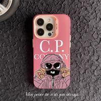 Coque de téléphone tendance rose motif homme avec chapeau, en PC, pour iPhone XR XS 11 12 13 14 Mini 15 16 17 Pro Max, de la marque CP Company