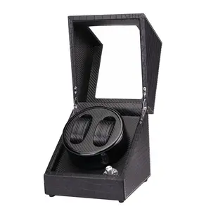 Double Watch Winder, Luxury Mechanical Watch Storage Case Wood Shell Piano Self Winding Watch Rotator Box