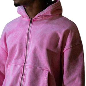 High Quality Embroidery Patch Streetwear Acid Wash Oversized <strong>Hoodie</strong> Custom <strong>Zip</strong> <strong>up</strong> 100% Cotton French Terry Vintage Mens <strong>Hoodies</strong> - Product Image 5