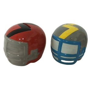 サッカーヘルメットサッカーヘッドガード形状セラミックマネーバンク/ピギーバンク/セービングボックスハンドペイント手作り - Product Image 1