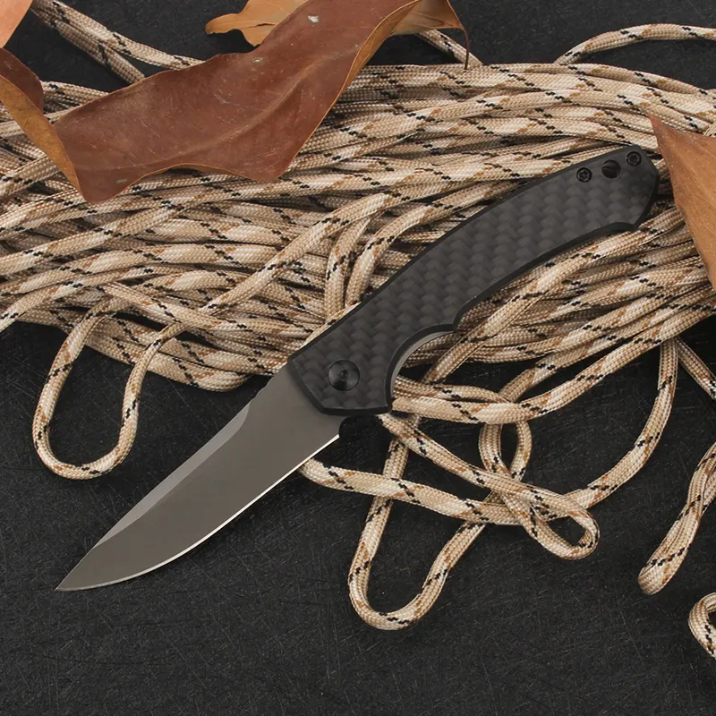 High Quality Oudtoor Hiking Hunting Carbon Fiber 8Cr Blade Folding Portable Survival Knife