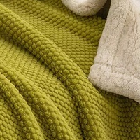Sherpa Throw Blanket Queen Size, 500GSM Couverture épaisse chaude pour le jet Jacquard d'hiver pour le lit Couverture décorative douce et confortable