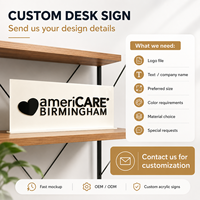 Plaque de bureau personnalisée EZD en acrylique avec logo 3D, support autoportant pour nom de réception, plaque de comptoir de vente au détail, présentoir de marque