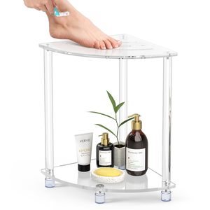 Taburete de ducha de esquina, Banco de ducha de acrílico transparente, asiento de baño, almacenamiento de toallas para afeitarse las piernas - Product Image 2