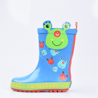 Bottes de pluie en caoutchouc antidérapantes à semelle souple, design animal 3D personnalisé, grenouille bleue mignonne, pour garçons et filles