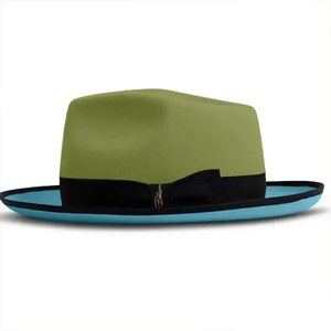 Green blue <b>Wool</b> Fedora Hat With Black Band Unisex Adult Casual Spring Summer 56-58CM Fashion Style - Product Image 1