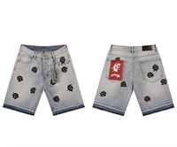 Jean tendance américain avec logo brodé Godsped, style vintage délavé, mode masculine