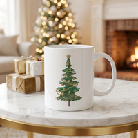 Tasse à café en céramique multicolore pour Noël, corps blanc, poignée colorée, vaisselle de Noël, mug prêt pour la sublimation, vente en gros