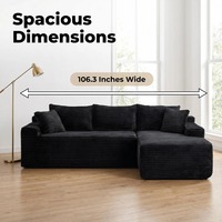 Canapé modulaire en nuages de 106,3 pouces avec chaise longue carrée, rembourré, style moderne et minimaliste, pour salon, chambre, école, atelier