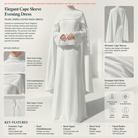 Robe musulmane élégante pour femmes Nuosha, avec châle orné de perles, manches longues, taille unique, pour les styles Dubaï, arabe, européen et américain