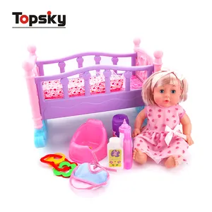 GCC娃娃玩具女孩套装假装玩婴儿床玩具14英寸muneca juguete pee婴儿娃娃玩具