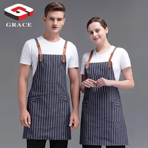 Fashion Design accetta Logo personalizzato Chef uniforme cappotto ristorante Hotel denim cucina Chef vestiti grembiule da cucina