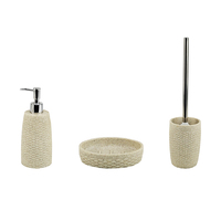BX Polyresin Hotel Ensemble de salle de bain avec distributeur de savon Porte-brosse de toilette et gobelet pour salles de bain de luxe