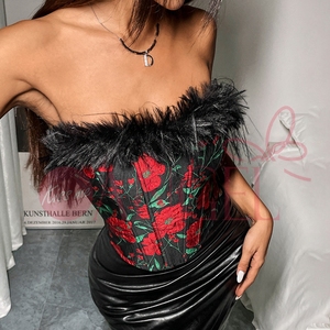 BEIJO ME ANJO Preto Pena Tanque Top Fishbone Espartilho Oco Fora Tentação Crossover Strap Night Wear Sexy Mulheres Lingerie - Product Image 4