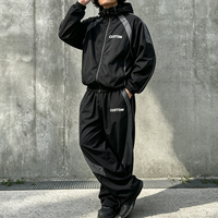Ensemble de jogging léger coupe-vent personnalisé avec logo imprimé pour homme, ensemble décontracté 2 pièces en nylon color block à capuche, survêtement réfléchissant 3M