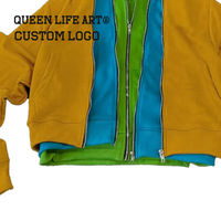 Sweat à capuche unisexe Verdant Strokes personnalisé avec fermeture éclair, double ou triple couche, en coton épais 300g, molleton bouclette français, coupe oversize pour homme