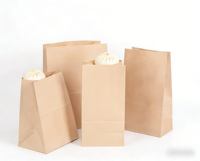 Sacs d'emballage en papier kraft recyclables et écologiques pour pains vapeur, design classique personnalisé, vente en gros, pochettes de rangement vides pour petit-déjeuner
