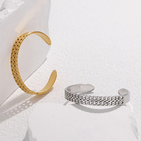 Mode Offre Spéciale En Acier Inoxydable Ouvert Manchette Bracelets Bijoux pour Femmes Minimaliste Tissé Tennis Sport Bracelets