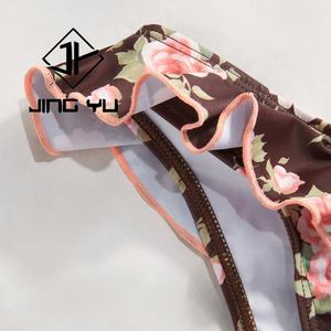 Traje de Baño de Dos Piezas con Estampado Hawaiano y Volantes, Bikini de Nailon de Alta Calidad Personalizado por el Fabricante - Product Image 6