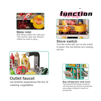 Grande cuisine de jeu pour enfants de 88 cm, 69 pièces, avec cuisinière à pulvérisation et robinet à eau courante, jouets éducatifs pour le jeu de rôle de chef pour enfants