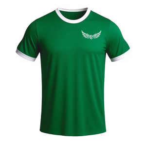 T-shirt vert à manches courtes pour homme, col rond, séchage rapide, polyester, décontracté, avec logo aile imprimé sur le devant, coupe classique - Product Image 1