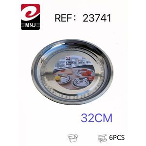 Bandeja Redonda de Acero Inoxidable de un Solo Nivel de 32 cm, Minimalista, para Uso en la Cocina - Product Image 1