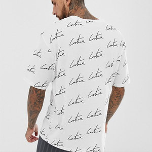 Camiseta de Hombre Personalizada con Estampado de Logotipo en Toda la Superficie, Ropa de Algodón con Estampado de Moda - Product Image 3