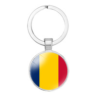 Porte-clés drapeau du Tchad en verre, breloque de sac, pendentif, emblème national, vente en gros
