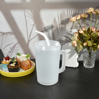 Gobelet à boire en plastique avec poignée, couvercle et paille, 22 oz, 34 oz, double paroi, grande capacité, mug de voyage en PP pour le camping en plein air, les fêtes