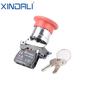 Interruptor de botón de parada de emergencia de seta XB4 de 22mm con interruptores de botón de alimentación de llave 1NC 1NO interruptor de inicio - Product Image 5