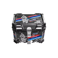 Boîte à bagages arrière universelle verrouillable 45L en acier inoxydable blanc et noir pour moto, coffre de moto en métal