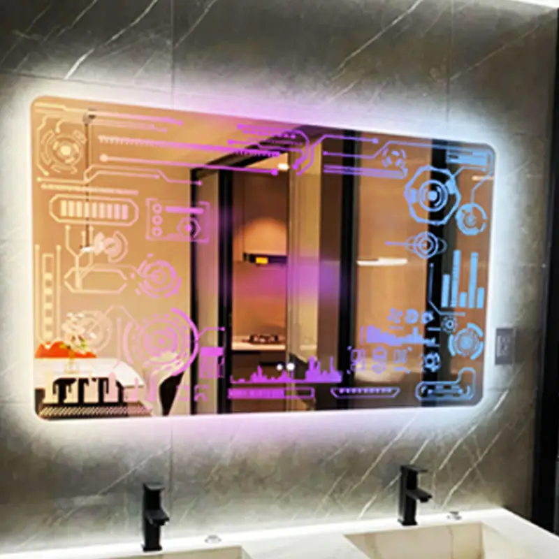 مرآة نيون من الاكريليك ذات شكل خاص، مرآة نيون بأسلوب تكنولوجي، مرآة ديكور لغرفة اللعب
