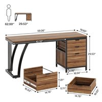 Coiffeuse Tribesigns locale américaine avec 3 tiroirs, grande table de toilette de 59 pouces avec tiroirs réversibles, bureau de maquillage chic pour