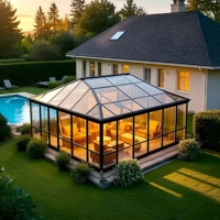 Nouvelle Arrivée Serre de Terrasse Moderne Anti-Corrosion Imperméable en Verre Trempé pour Jardin, Cour Arrière et Véranda Extérieure