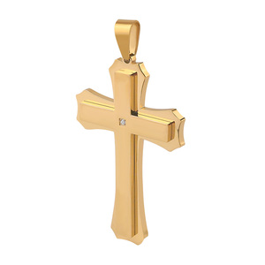 Colgante de Cruz Clásico, Regalo Neutral de Lujo Discreto, Colgante Unisex Deportivo, Collares de Cruz Chapados en Oro, Cruz Grande Religiosa con Circones - Product Image 5
