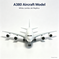 Maquette de jet géant Airbus A380 blanc avec quatre moteurs, train d'atterrissage et structure d'aile détaillée