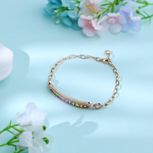 Pulseras de lujo personalizadas de alta calidad en oro sólido de 18K con zafiros de corte princesa coloridos y cadena de eslabones para regalo de cumpleaños. - Product Image 6