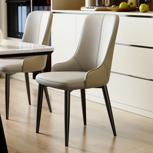 Chaises de salle à manger de luxe modernes, chaise en cuir haut de gamme nordique avec pieds en métal, meubles pour la maison et les restaurants - Product Image 2