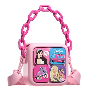 Barbie creatividad moda Rosa bolsos de hombro para niños dibujos animados linda princesa DIY bolsos cruzados Rosa pequeños bolsos cuadrados