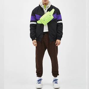 Gros logo personnalisé haute qualité hommes mouton col colorblock rayure réfléchissante à manches vestes - Product Image 2