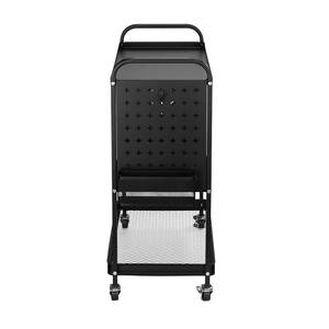 Carro de almacenamiento rodante de acero negro de <span class=keywords><strong>3</strong></span> niveles, organizador de oficina, estante, carrito de utilidad, gancho de cesta con ruedas bloqueables - Product Image 4