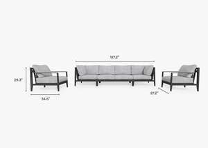 Canapé d'extérieur en aluminium AJUNION, canapé modulaire 6 places, mobilier d'extérieur, ensemble de salon, fauteuils, ensemble de conversation pour patio - Product Image 4